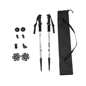 Set of 2 adjustable aluminum alloy trekking poles with mud baskets and carry bag