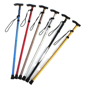 Adjustable aluminum 5-section telescopic walking sticks for hiking in various colors