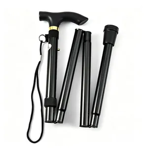 Foldable Aluminum Alloy Trekking Pole Adjustable Telescopic Walking Stick T-Handle Non-Slip Portable Cane For Hiking Elderly Outdoor