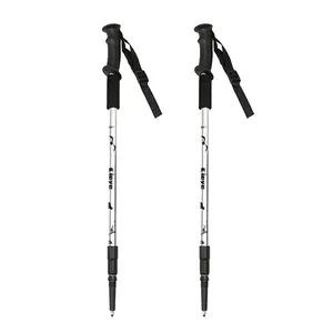 Pair of professional lightweight aluminum alloy trekking poles with ergonomic black grips