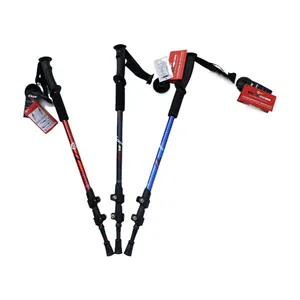 Bastones de trekking duraderos de aleación de aluminio de tres secciones con cierre externo
