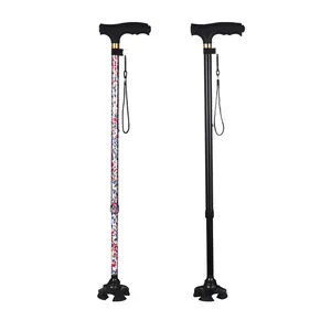 Adjustable floral and black walking canes with ergonomic handles and 4-prong base