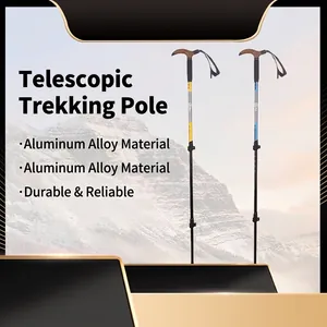 Bastone da Trekking Telescopico in Lega di Alluminio Bastone da Escursionismo Impugnatura a T Antiscivolo per Arrampicata
