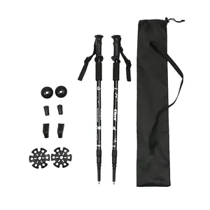 Professional 2-pack adjustable aluminum trekking poles with carrying bag and tips