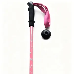 Lichtgewicht roze telescopische wandelstok voor kinderen voor wandelen en bergbeklimmen