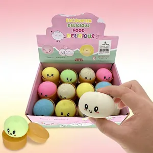 Kleurrijke gestoomde broodjes squishy speelset voor stressverlichting in een doos van 24 stuks