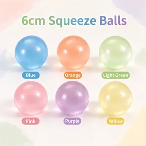 Balles anti-stress maltose squishy de 6 cm en six jolies couleurs pastel assorties