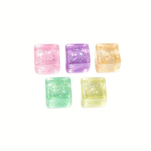 Set of 5 glitter aurora ice cube squishy toys for stress relief and decompression
