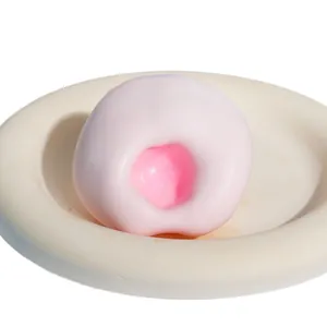 Zacht roze mochi squishy speelgoed van TPR anti-stress cadeau op keramische schaal