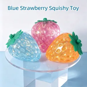 Aurora Glitzer Erdbeere Squishy Spielzeug TPR Stressabbau Quetschspielzeug für Erwachsene Büro Dekompression Neuheit Geschenk Erdbeerform