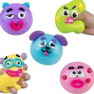 Lot de balles squishy à tête de chien colorées anti-stress
