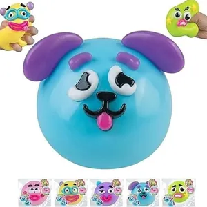 Balles anti-stress squishy visage de chien aux expressions variées et colorées