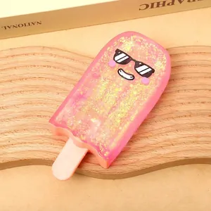 Süßes rosa glitzerndes Eis am Stiel Squishy Spielzeug zur Stressbewältigung im Sommer