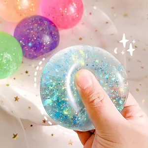Balle anti-stress colorée à rebond lent avec paillettes irisées