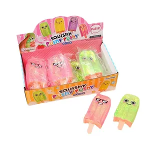 Bunte Antistress-Spielzeuge in Eisform in einer praktischen Verkaufsbox für Kinder.