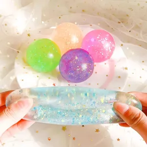 Balles anti-stress pailletées en maltose, jouets sensoriels colorés à rebond lent.