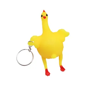 Divertido llavero de pollo amarillo de goma para aliviar el estrés y el aburrimiento juguete