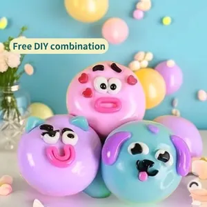 Jouet Squishy Changement de Visage de Chien Anti-stress Balle à Presser pour Adultes Enfants Décompression Dessin Animé Animal Squishy Cadeau