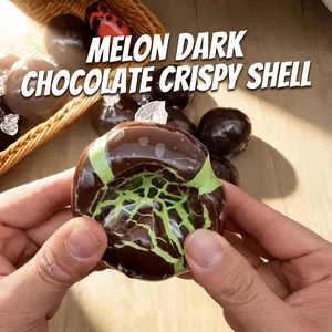 Handmade Hami melon dark chocolate squishy toy with realistic slow rebound texture