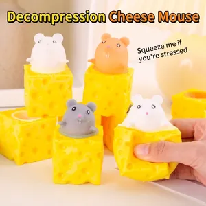 Jouet à Presser Mignon Souris Fromage et Ours Fraise pour Enfants Adultes Bureau Anti-stress Squishy Cup Décompression