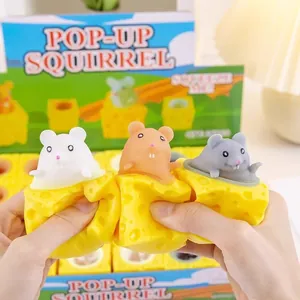 Juguete antiestrés creativo de silicona pop-up ardilla queso para aliviar estrés