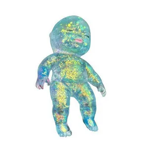 Farbenfrohes glitzerndes Quetschspielzeug Baby zur Stressbewältigung Blauverlauf