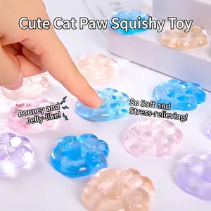 Cartoon Cat Paw Squishy Toy Soft Transparent TPR Stress Relief Squeeze Toy For Kids Adults Gift Sensory Anti-Stress Fidget Toy