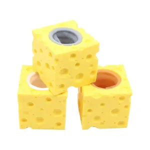 Lot de 3 jouets à presser créatifs en forme de fromage jaune pour se détendre