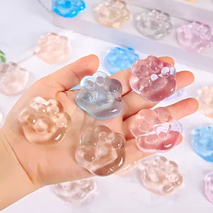 Translucent colorful cat paw squishy toys for stress relief and sensory play fun