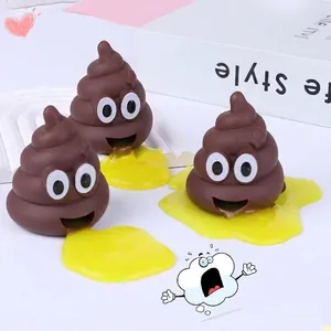 Funny Vomiting Poop Squishy Stress Relief Toy Brown Cartoon Poop Shape Prank Spoof Toy With Slime For Teens Adults Gift