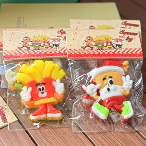 Cartoon French fries and Santa Claus silicone squeeze toys for stress relief detail