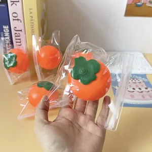 Juguete Squishy de Caqui Fluido Realista TPR Alivio del Estrés Rebote Lento Juguete Sensorial para Adultos Decoración de Escritorio Regalo