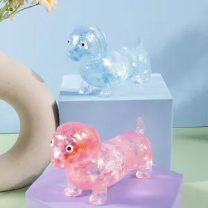 Süßes Dackel-Squishy-Spielzeug mit Goldglitzer und langsamem Rückfederungseffekt