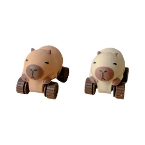 Set de dos lindos juguetes de fricción de Capibara en marrón y beige antiestrés
