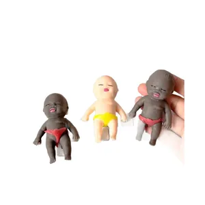 Mini-Puppen-Quetschspielzeug zum Stressabbau in schwarzen und weißen Hauttönen, 3er-Set