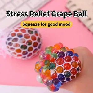 Stress Relief Squeeze Ball Mesh Squishy Grape Ball Sensory Fidget Toy For Adults Kids Anti-Anxiety Decompression Toy Multicolor