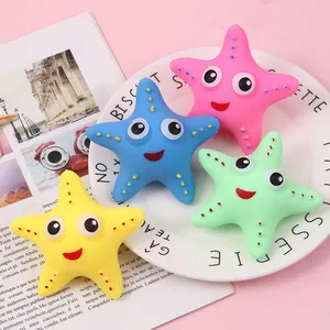 Set of four colorful cartoon starfish squeeze toys for stress relief in vibrant tones