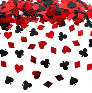 Red and black PVC poker suit confetti scattering for Las Vegas themed party decorations