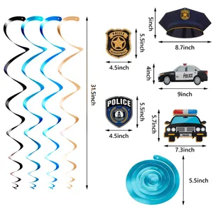 Spécifications de taille détaillées pour les décors de fête à thème police en pouces