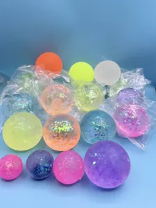 Macro detail of colorful maltose slow rebound stress balls with shiny sequins and glitter