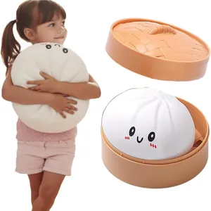 Simpatico giocattolo squishy baozi con cestino vapore per il sollievo dallo stress