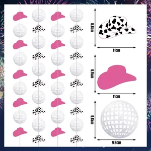 Dimensions détaillées de la guirlande boule disco et chapeau pour fête à thème