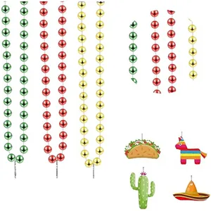 Mexikanische Party-Halsketten mit bunten Filzanhängern wie Taco und Kaktus Set