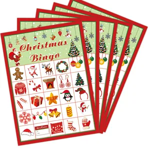 Jeu de cartes de Bingo de Noël festif avec illustrations pour fêtes de fin d'année