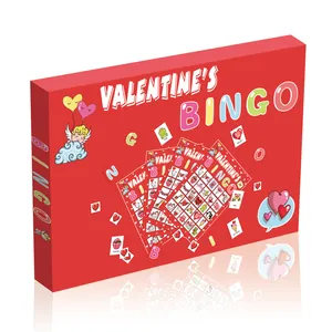 3D rendered Valentine's Day bingo game box with colorful cards for family party celebrations