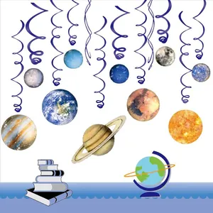 Set of solar system planet hanging spiral decorations for party ceiling displays