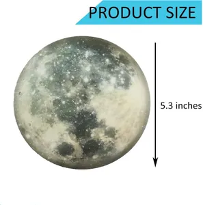 Detailed view showing the 5.3 inches diameter of the realistic moon hanging ornament.