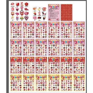 Complete 24-player Valentine's Day Bingo party game set with cards and instructions.