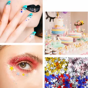 Multi-use star confetti for creative nail art, eye makeup, and party cake decoration