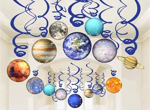 Vibrant solar system planet hanging swirl decorations for party ceiling display